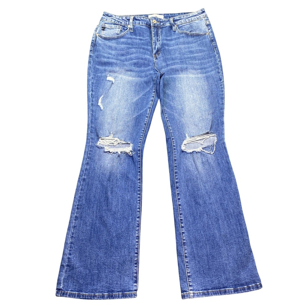 KanCan KC5202M-N Distressed Flare Leg High Rise Jeans Blue Size 15/31 Western